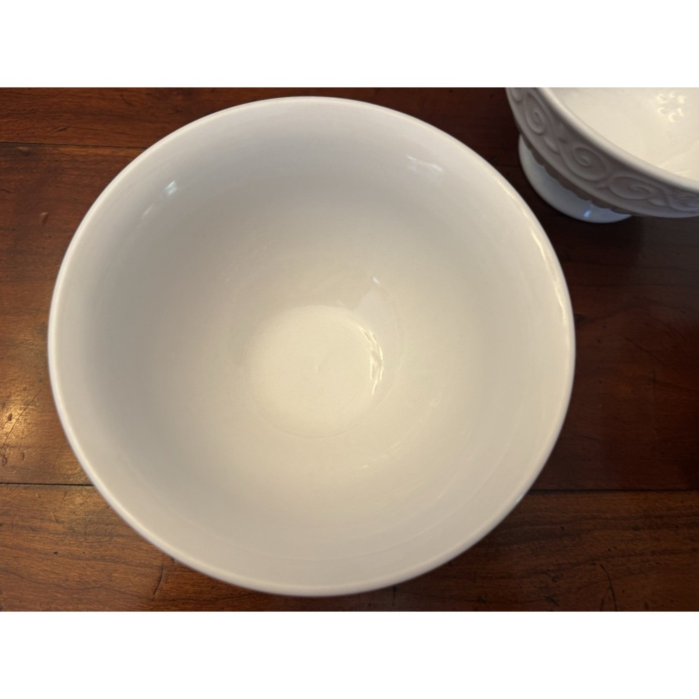 Set Of 3 Claremont by Gibson Ribbed Scrolls Footed Soup/Cereal Bowls - Picture 3 of 6
